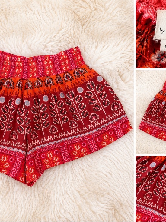 Anthropologie Pants - Anthropologie Red & Orange Floral High-Waist Shorts